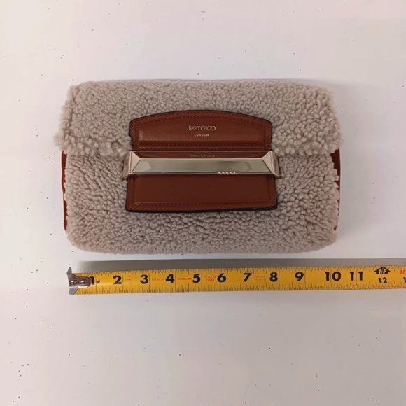 Jimmy Choo Carolina Shearling Shoulder Bag - Cream Multi - Picture 15 of 16